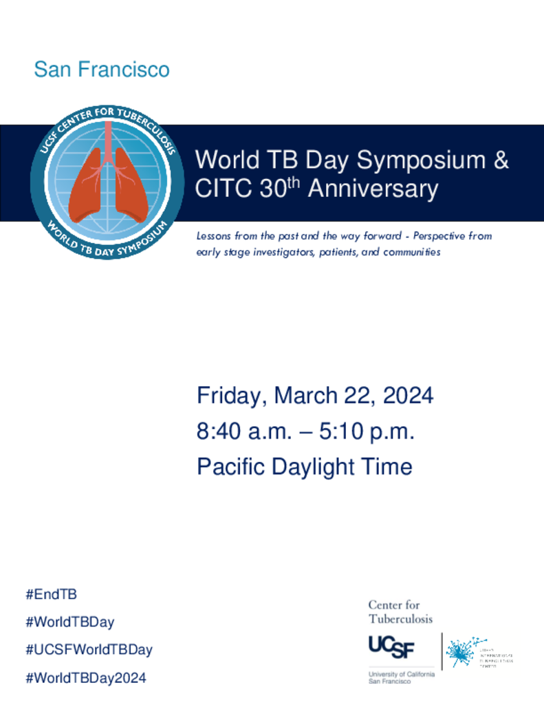 2024 Ucsf World Tb Day Symposium Citc 30th Anniversary Curry International Tuberculosis Center 2024 Ucsf World Tb Day Symposium Citc 30th Anniversary Curry International Tuberculosis Center